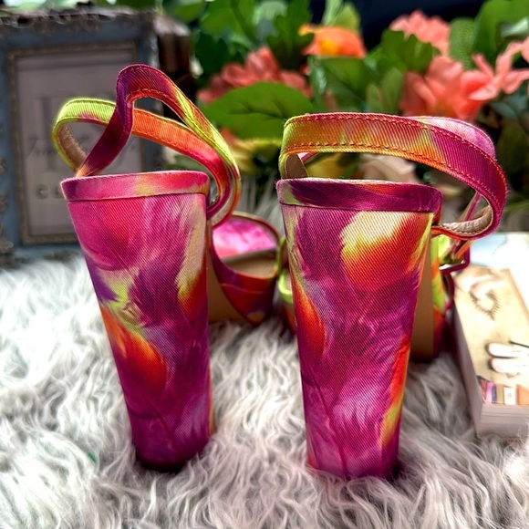 ASOS "Nutshell" Platform barely there Floral Watercolor block heeled sandals - Picture 12 of 12